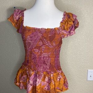 House of Harlow 1960 Orange and Purple Blouse